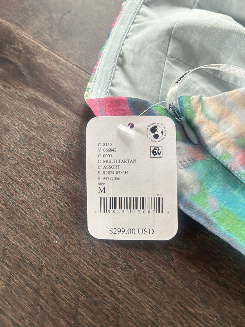 Free People Strapless Plaid Ruffle-Hem Mini Dress in Blue, Pink & Green - Picture 4 of 4